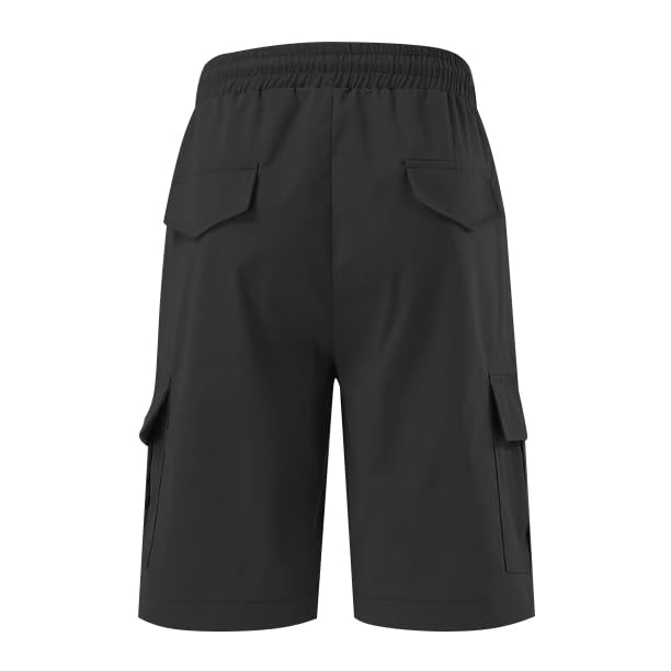 Men's Casual Cargo Shorts, Waterproof Hiking Shorts Loose Fit Cargo Short with 6 Pockets Black