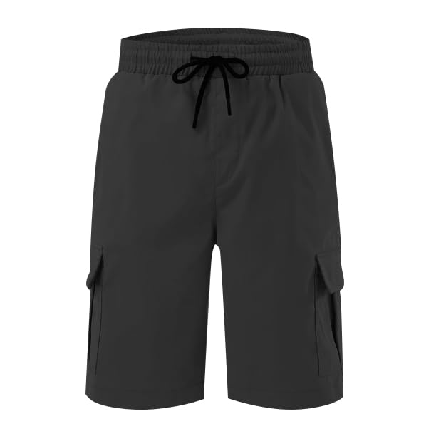 Men's Casual Cargo Shorts, Waterproof Hiking Shorts Loose Fit Cargo Short with 6 Pockets Black