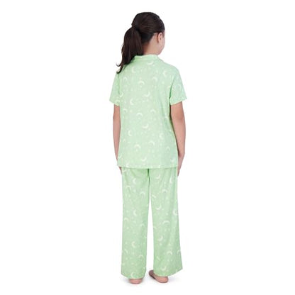 Girls Ultra Soft Button Down Pajamas, 3 Piece Pajama Set, pjs for teen girl Mint