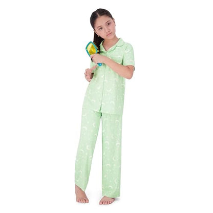 Girls Ultra Soft Button Down Pajamas, 3 Piece Pajama Set, pjs for teen girl Mint