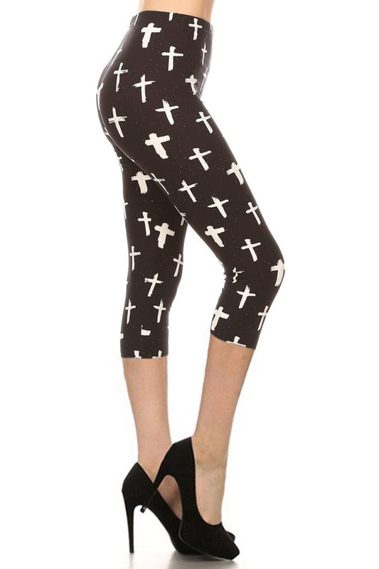 Leggings Depot Women's High Waisted Family & Holiday Events Print Leggings-Capri-S789-One Size