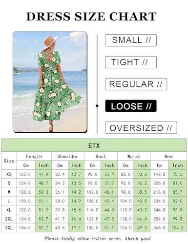 Dresses for Women 2024 Puff Short Sleeve Long Maxi Dress with Pockets XL ETX CR26