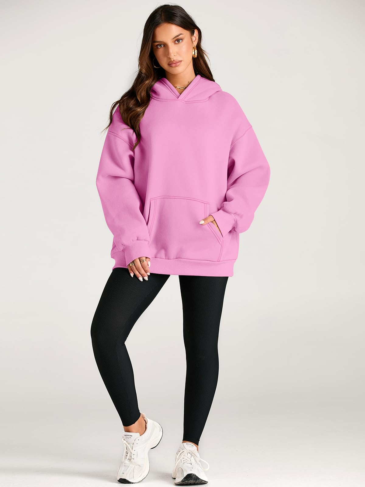 Trendy Queen Preppy Clothes Hoodies for Women Oversized Sweatshirts Cute Long Sleeve Shirts Sweaters Fleece Loose Casual Pullover Fall Outfits Winter Y2k Fashion Teen Girls 2024 Pink