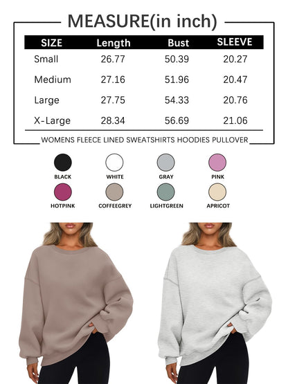 EFAN Womens Fashion 2024 Fall Outfits Oversized Sweatshirts CrewNeck Pullover Hoodies y2k Teen Girls Clothes Grey