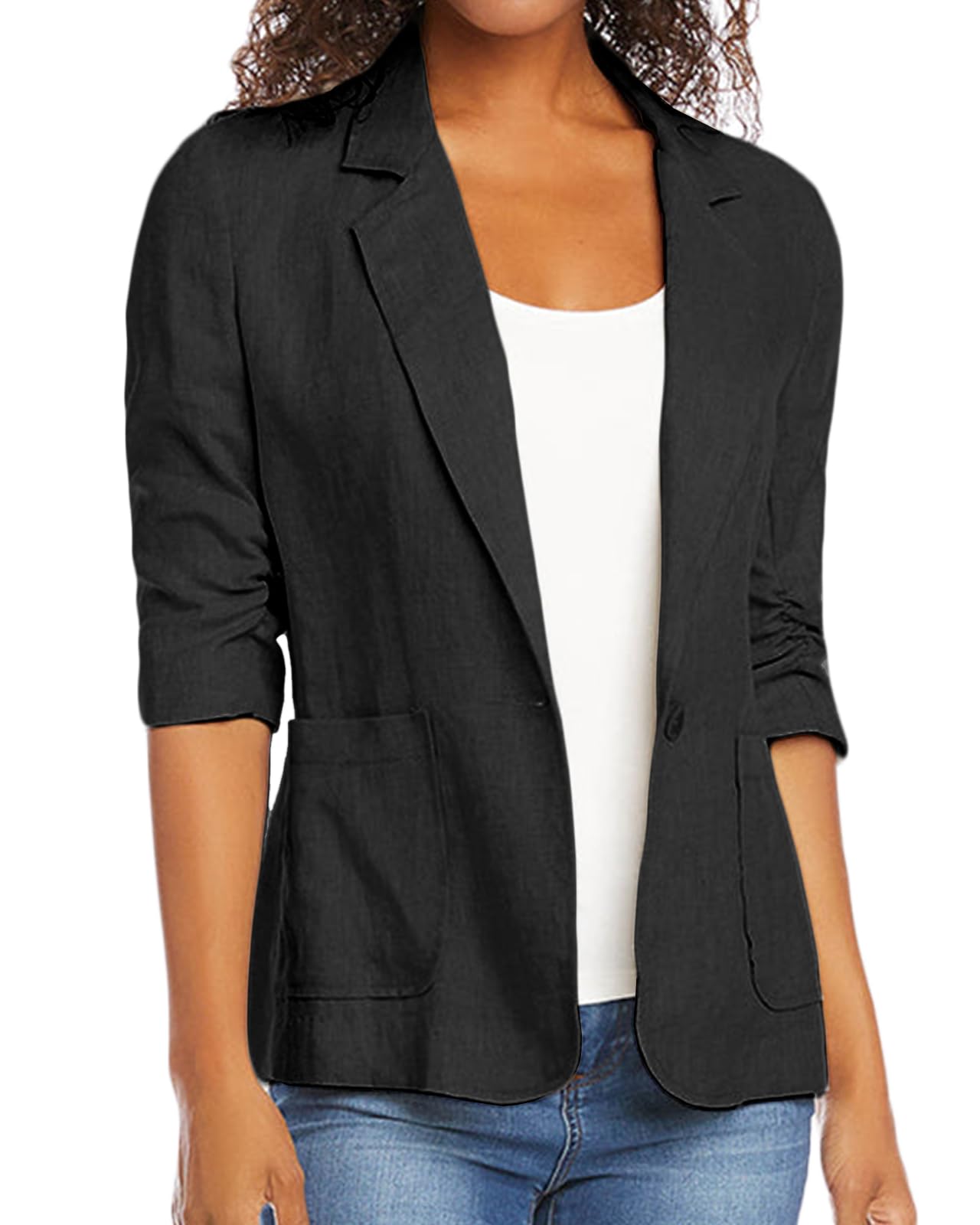 Women Summer Lightweight Ladies Dressy Stretch Fitted Trendy Women's Blazers & Suit Jackets for Tall Women Woman Blazer Black XL