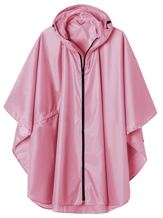 Raincoat Hooded for Adults Women with Pockets(Pink)