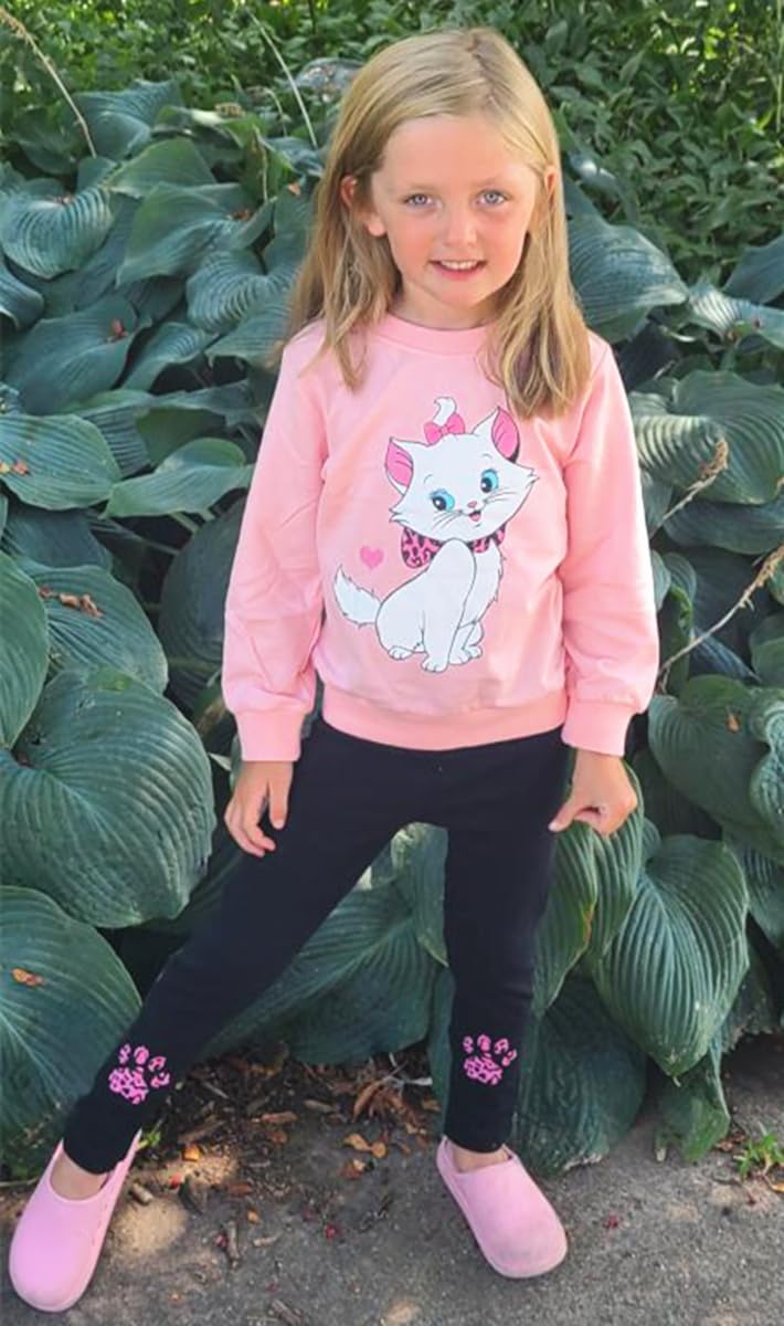 Girl Cat Outfit 2 Piece Long Sleeve Kitten Sweatshirt Top Jogger Pants Set Kids Leggings Sweatsuit Toddler Cute Winter Clothes 3t