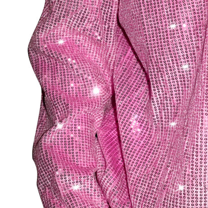 Women Evening Party Slim Fit Shiny Sparkly Boat Neck Suit Jacket Pink M