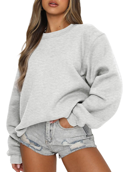 EFAN Womens Fashion 2024 Fall Outfits Oversized Sweatshirts CrewNeck Pullover Hoodies y2k Teen Girls Clothes Grey