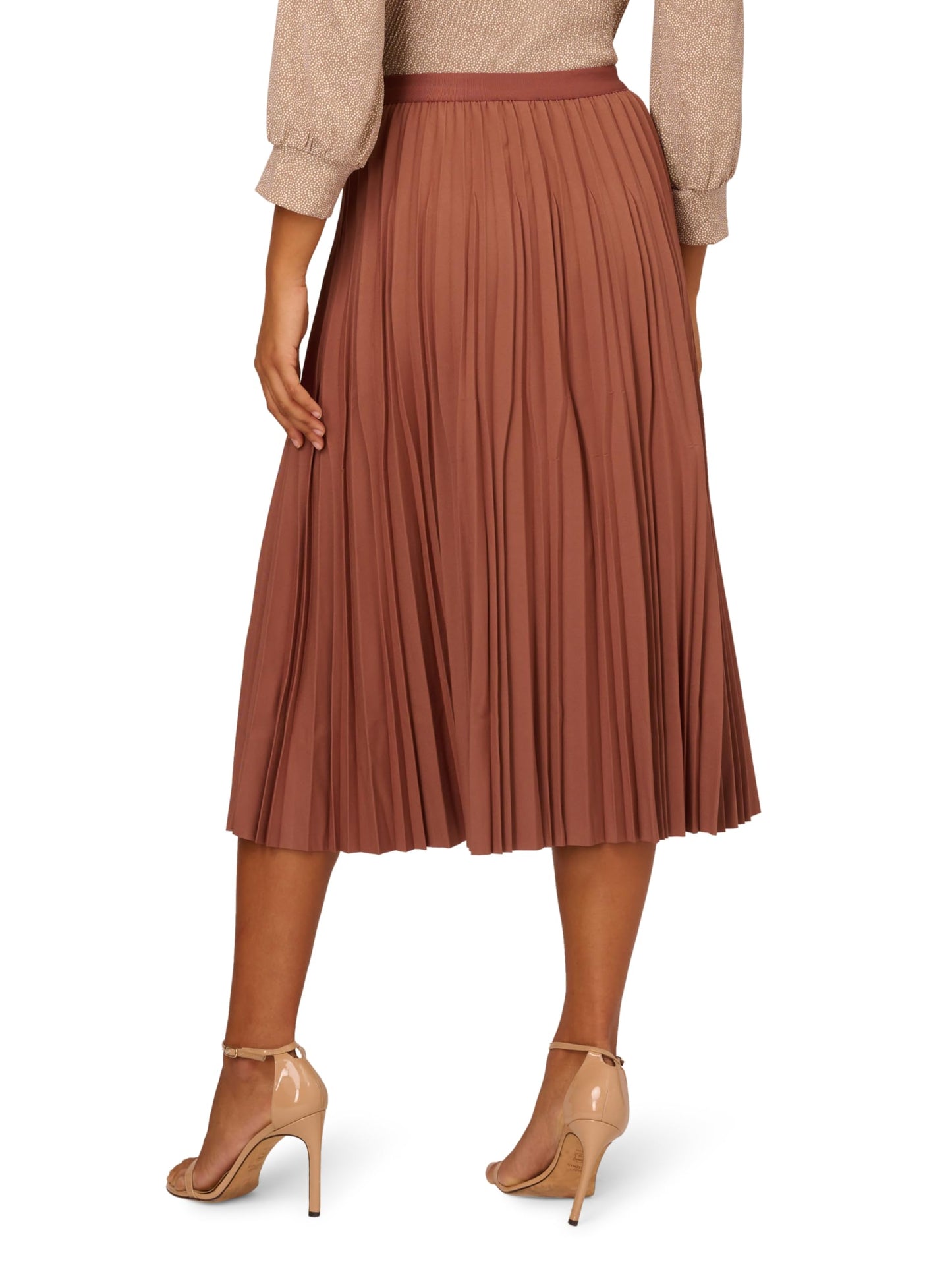 Women's Solid Variegated Pleated Twill Skirt, Toasted Ginger