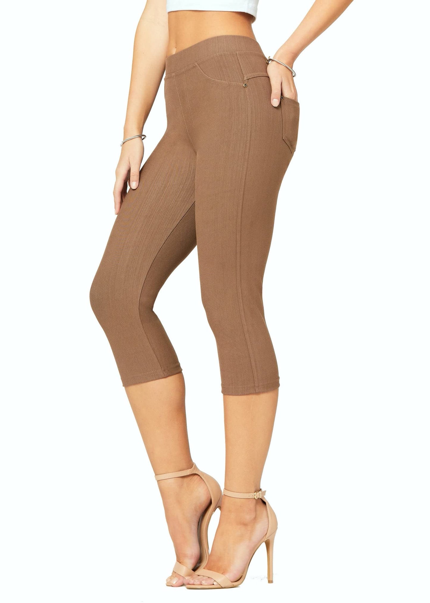 Jeggings for Women - Denim Leggings - Cotton Blend - Mocha Brown - 0-10