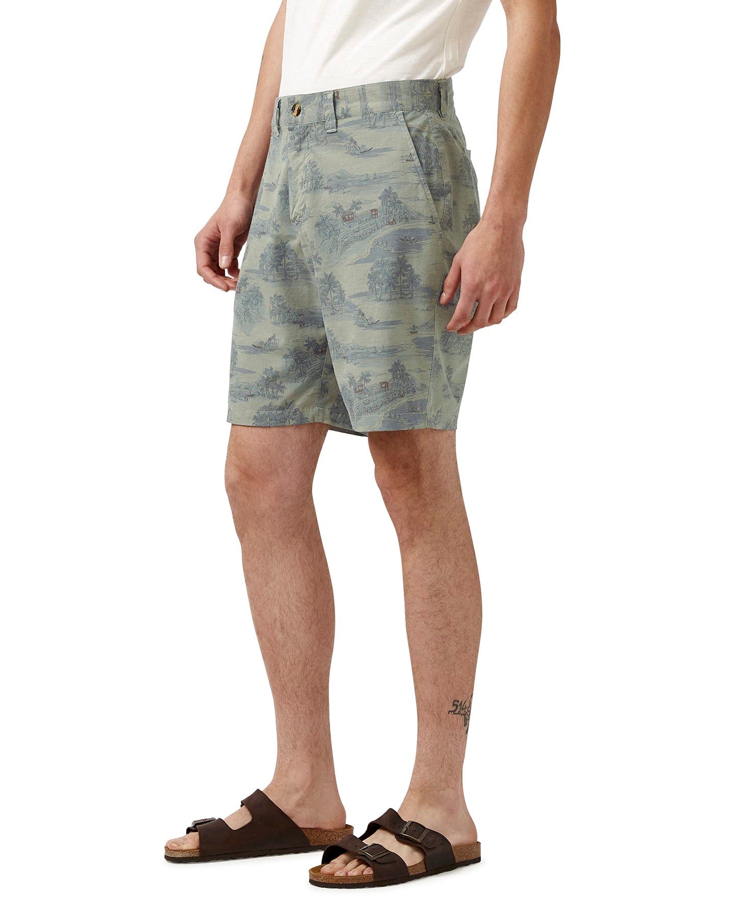 Men's Flat Front Short, Army Green Garment WASH S23, 30