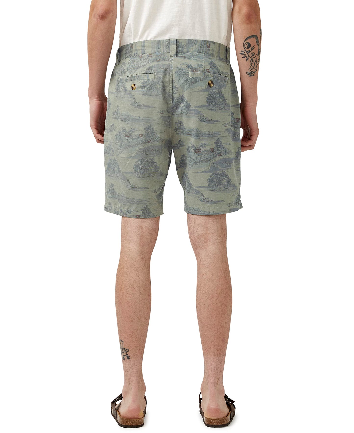 Men's Flat Front Short, Army Green Garment WASH S23, 30