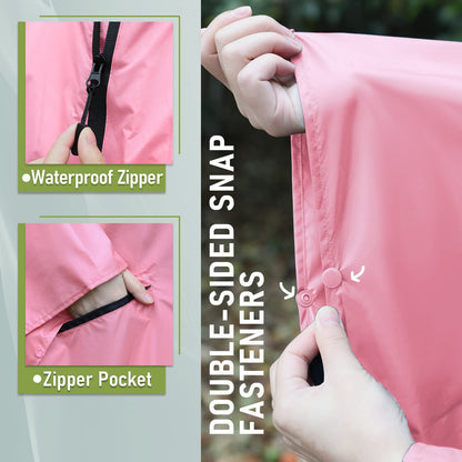 Raincoat Hooded for Adults Women with Pockets(Pink)