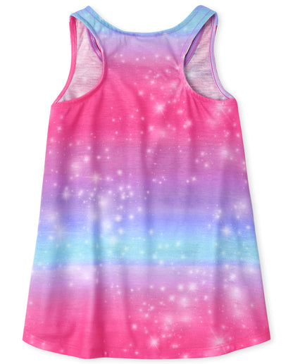 The Children's Place Girls' Sleeveless Tank Top and Short 2 Piece Pajama Set, Unicorns, Large